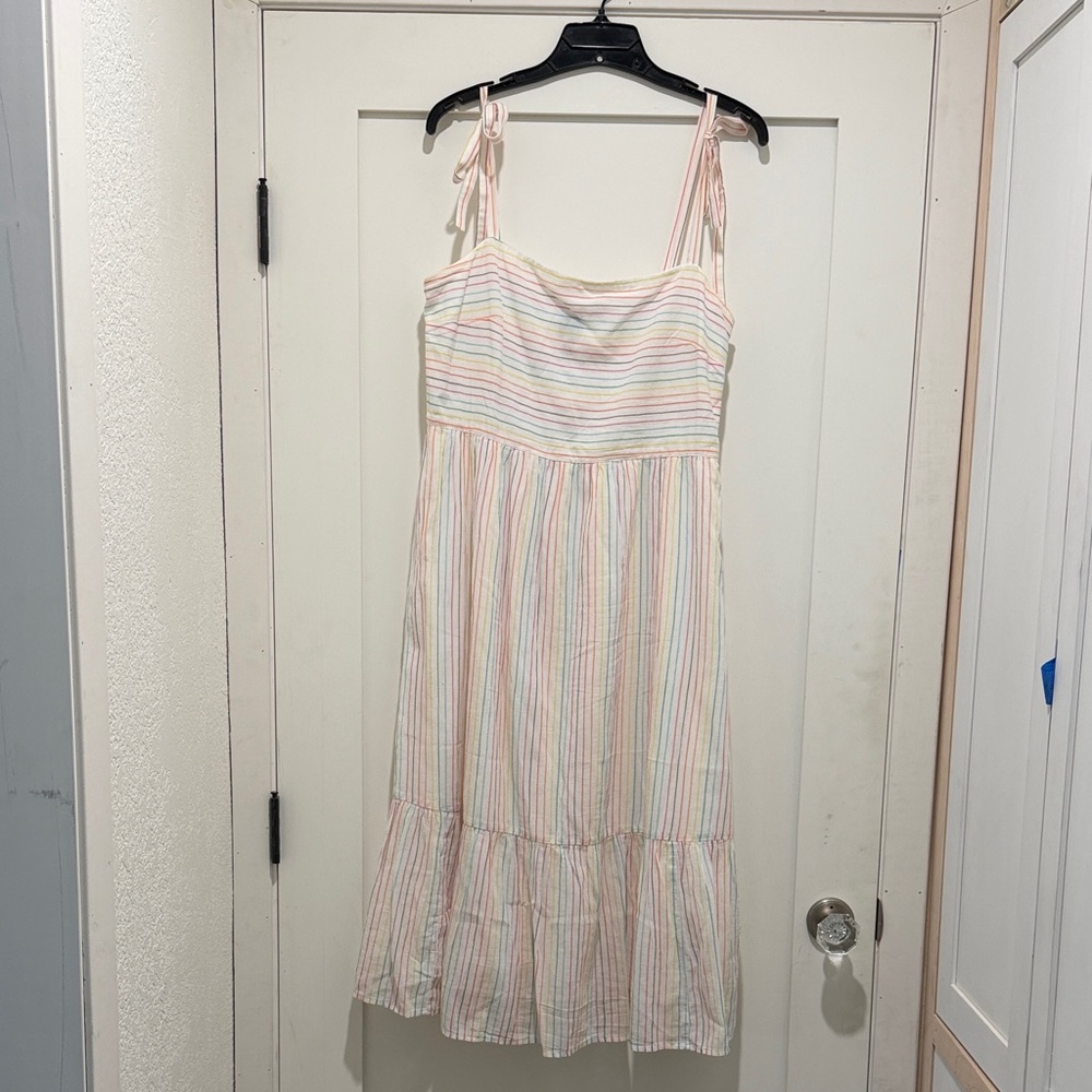 GAP Tie-Shoulder Pastel Stripe Sundress